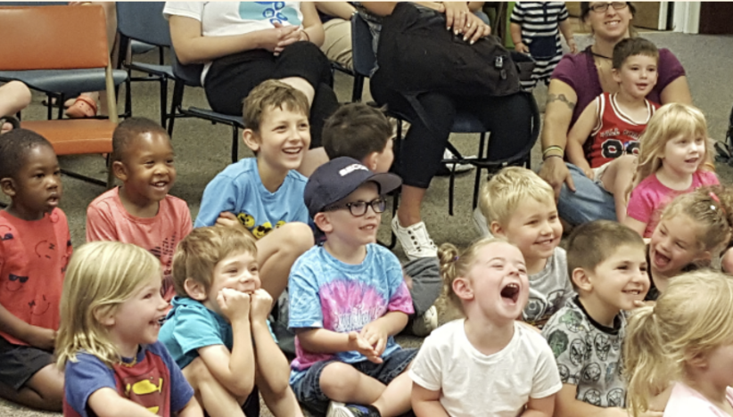 Families at the library